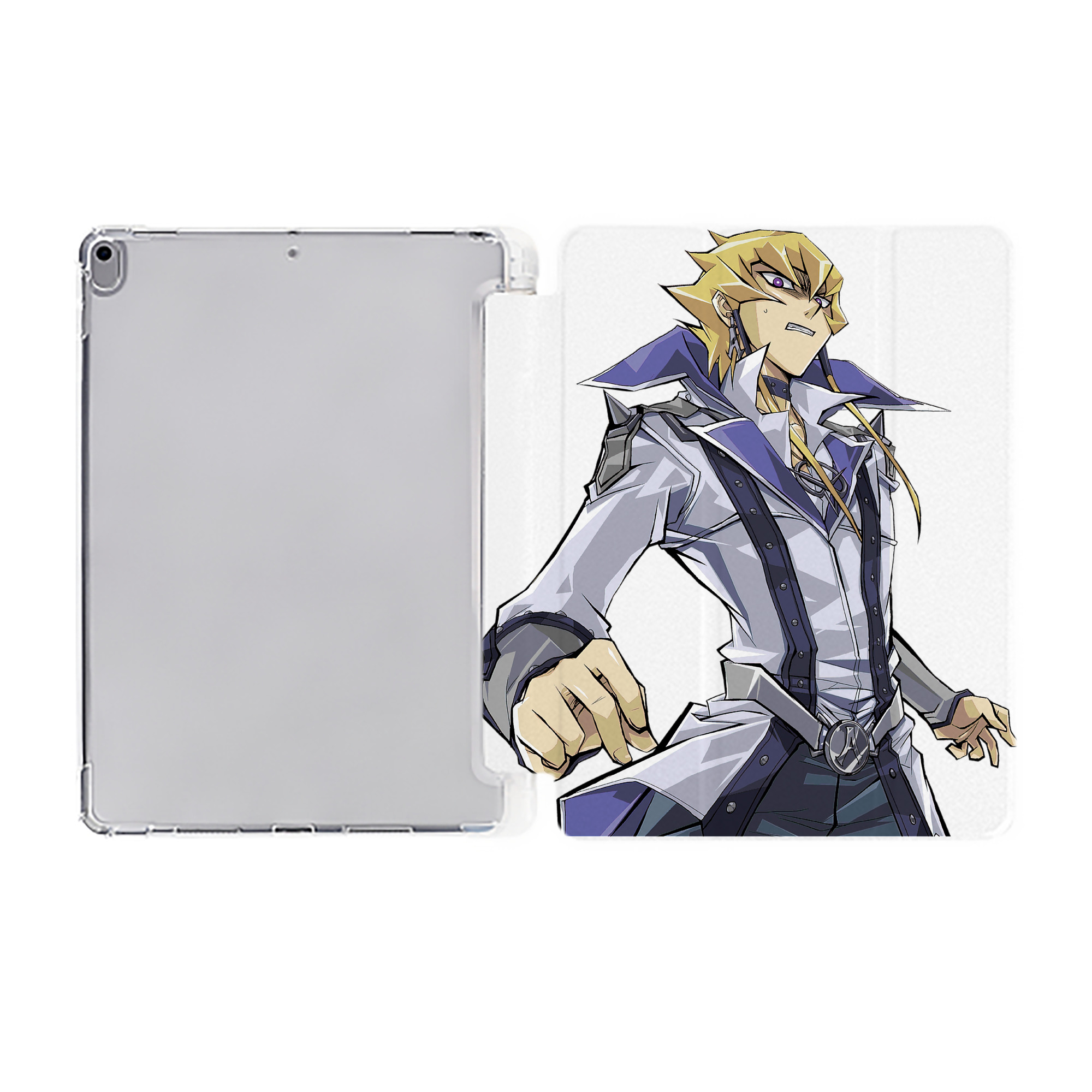（画像用） 遊☆戯☆王 Yu-Gi-Oh! IPad ケース ペン収納付き 三つ折りスタンド PUレザー×シリコン 対応機種9.5/10.5/10.9インチ